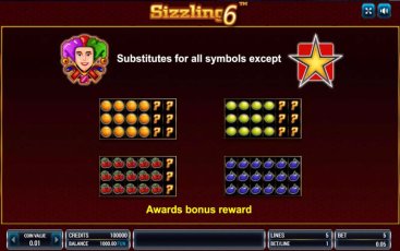 Интерфейс игрового автомата Sizzling Hot 6